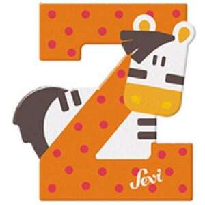 Sevi Holzbuchstabe Z mit Zebra-Design, orange mit rosa Punkten, Lernspielzeug für Kinder - Dekorative Buchstaben