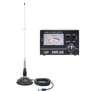 PNI ML100 CB-Antenne, 100 cm, 125 mm Magnet und PNI SWR-300 Reflektometer zur SWR-Messung, schwarz 142321636 - Radios