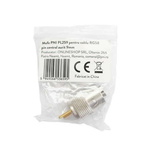 PNI PL259 utikač za RG58 kabel, zlatni središnji pin 9 mm 142327095