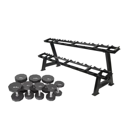 Állvány és súlyzó szett, Zoco Body Fit® DB009, súly 2,5 kg-25 kg, fekete