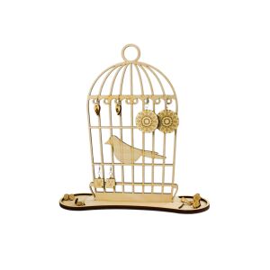 Kalitka ékszertartó - vintage fülbevalótartó - lézervágott - natúr ékszer - madaras