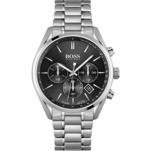 Hugo Boss Champion HB 1513871 Herren Chronograph Uhr mit Edelstahlarmband und schwarzem Zifferblatt - Hugo Boss