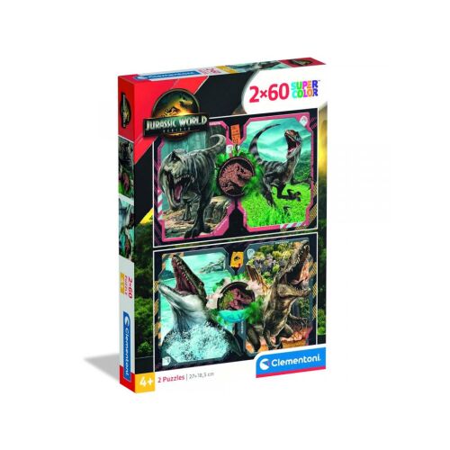 Jurassic World újjászületés 2x60db-os Supercolor puzzle - Clementoni