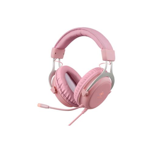 Deltaco PH85 rózsaszín gamer headset, fülre illeszkedő fejhallgató mikrofonnal - Gamer fejhallgató