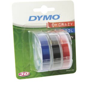 DYMO S0847750 Dombornyomásos Feliratozógép szalag 9mm / 3m - Piros/Kék/Fekete (3 db/csomag) 142379307 - Dymo