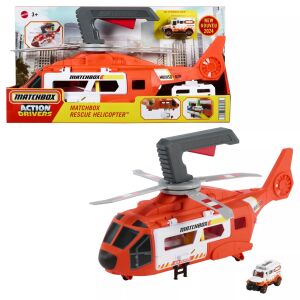 Elicopter de salvare Mattel Matchbox cu ambulanță, culoare portocalie, despachetat - Mattel Maşinuţe