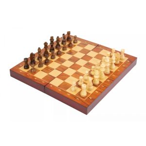 Sklopivi drveni šahovski set, 30x30 cm, spreman za igru - Domine, šah