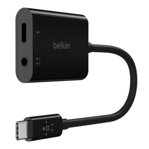 Belkin NPA004BTBK USB-C apa - USB-C/Jack 3.5mm anya Adapter