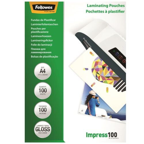 Husă de laminare Fellowes A4 lucioasă, 100 microni - pachet de 100 142404437