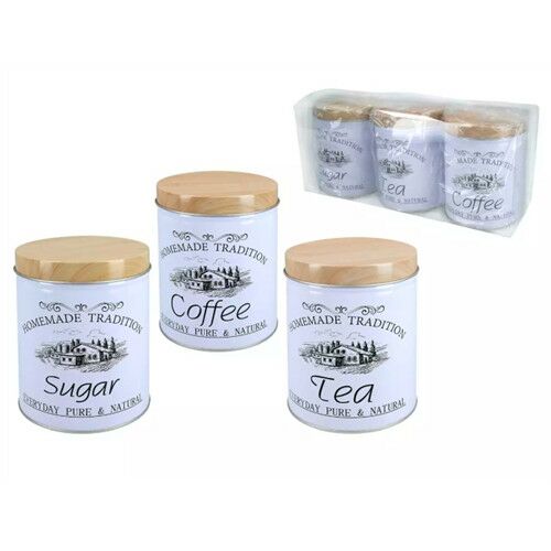 Fémdoboz szett 3db-os,13,6x10,7cm,Homemade Tradition Sugar-Coffee-Tea