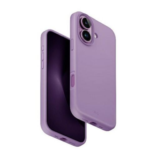 Uniq Lino Hue iPhone 16 rózsaszín szilikon tok MagSafe támogatással, ferde nézet - UNIQ