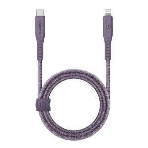 Energea Flow C94 USB-C / Lightning MFI szövet gyorstöltő- és adatkábel, 1.5m, 60W, 3A, lila 142443628 - Lightning kábel