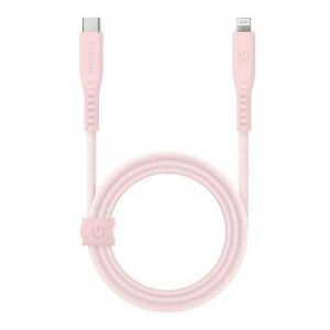 Energea Flow C94 USB-C / Lightning MFI szövet gyorstöltő- és adatkábel, 1.5m, 60W, 3A, rózsaszín 142443633 - Lightning kábel