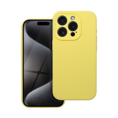 2mm Sárga Szilikon iPhone 15 Hátlap Tok iPhone-on, Képernyővédővel 