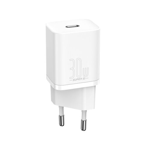 Baseus Super Si 30W Fehér USB-C Fali Töltő Adapter - Telefon