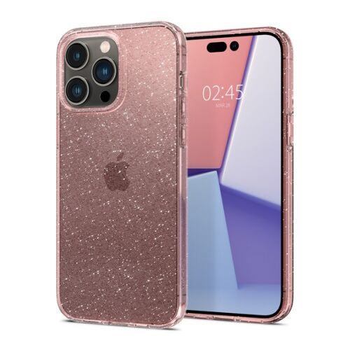 Spigen Liquid Crystal Glitter Rose Quartz iPhone 14 Pro tok - Spigen