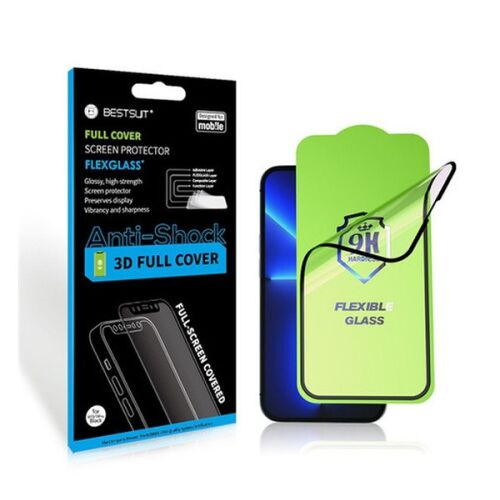 Apple iPhone 12/12 Pro, 5D Full Glue Nano teljes kijelzős üvegfólia, fekete 142466410 - Kijelzővédő fólia