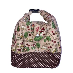 MK Bea Füles kenyeres zsák – mesefalvas mintás barna pöttyös aljjal, PUL béléssel