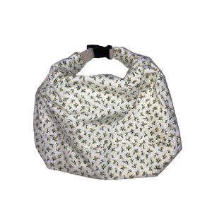 Füles kenyeres zsák – fehér alapon apró sárga virágmintás, PUL béléssel