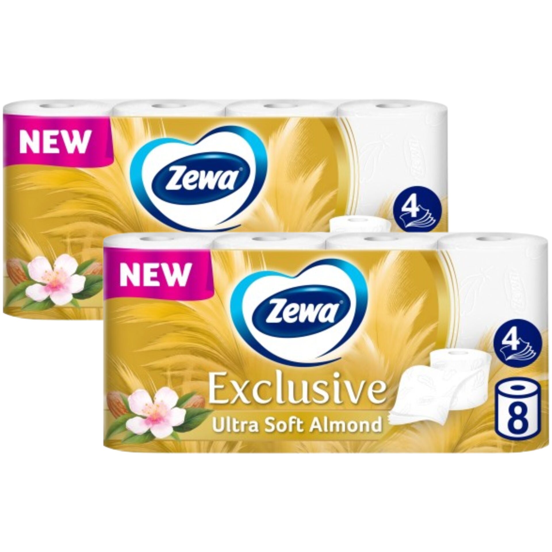 E-shop Zewa Exclusive Almond Blossom 4-vrstvový toaletný papier 2x8 roliek