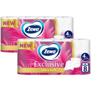 Zewa Exclusive Ultra Soft Toaletný papier, 4-vrstvový, 2x8 roliek - Výrobky z papiera pre domácnosť