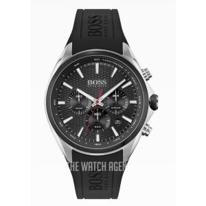 Hugo Boss 1513855 Herren Chronograph Uhr mit schwarzem Silikonarmband und silbernem Gehäuse - Hugo Boss