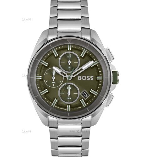 Hugo Boss HB 1513951 Herren Chronograph Uhr mit olivgrünem Zifferblatt und Edelstahlarmband