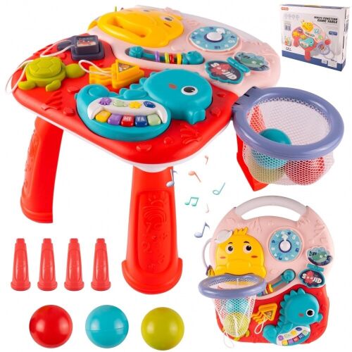 Montessori 2-in-1-Aktivitätstisch und -Brett, WePro Store, Musikspielzeug, LED-Leuchten, Rot, 32 x 27,5 x 6 cm 142473025