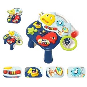 Montessori 2-in-1-Aktivitätstisch und -Brett, Musikspielzeug, LED-Lichter, Klavier, Formen und Farben, pädagogisch wertvoll für Babys, Blau, ab 18 Monaten 142473031 - WePro Store