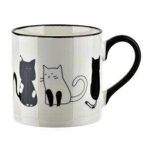 BASIC NATURE COTTELLO Porcelán Bögre 370ml - Macskamotívummal