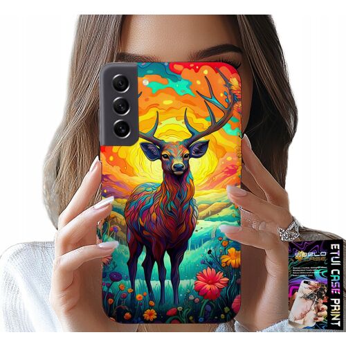 World Case Samsung Galaxy S21 telefontok színes szarvas és erdei állatok mintával - Kábel és tartozék