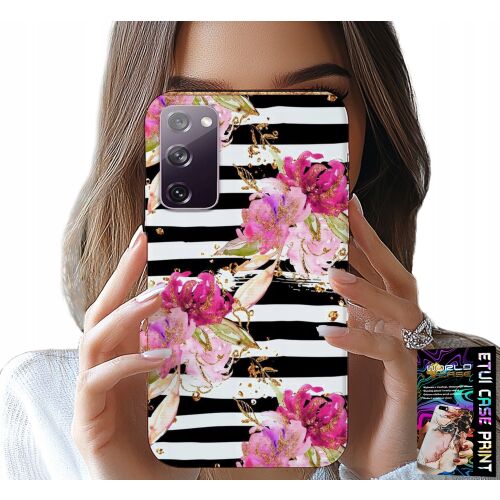 World Case Samsung Galaxy S20 FE tok fekete-fehér csíkos és virágos mintával 