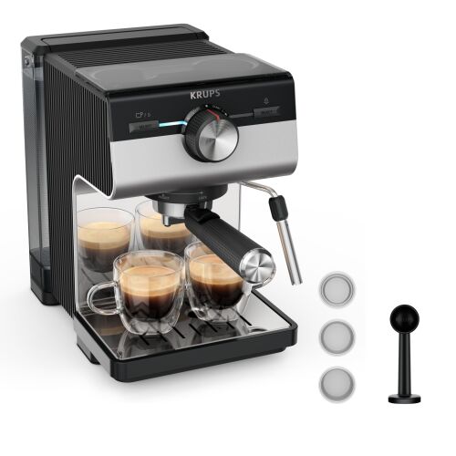 Krups XP384E10 Authentic+ espresso kávéfőző 1450 Watt - Ezüst 143892800 - Presszó karos kávéfőző