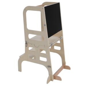 Montessori tanulótorony 3 az 1-ben táblával, természetes, MAGAN 146105136 - Gyerek konyhai fellépő