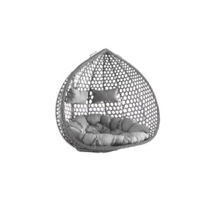 Pepita Natura kétszemélyes szürke technorattan függőfotel kosár párnákkal - Pepita
