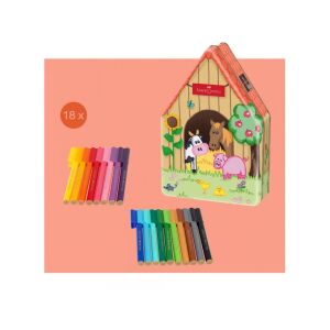 Faber Castell: Connector filctoll készlet 18db-os Farm mintás fém dobozban 142534691 - Filctoll