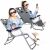 Two Women Relaxing on Springos Gray Folding Sun Loungers