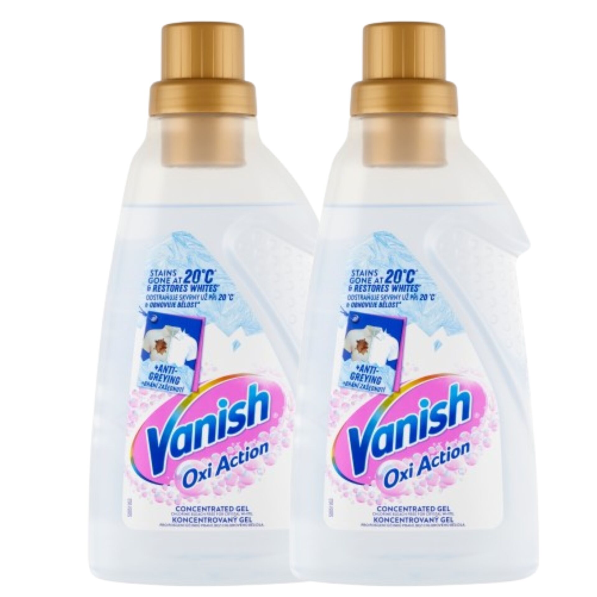 E-shop Vanish Oxi Action odstraňovač škvŕn a bieliaci gélový koncentrát 2x750ml