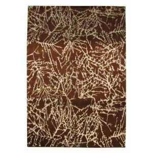 Koberec Bakero Porto Brown, 170x240 cm, ručne viazaný vlnený koberec s abstraktným vzorom vetiev - Bakero