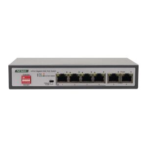 Switch PNI SWPOE243, POE, 6 x 10/100/1000 Mbps, Gigabit, z toho 4 PoE porty, kovové puzdro
