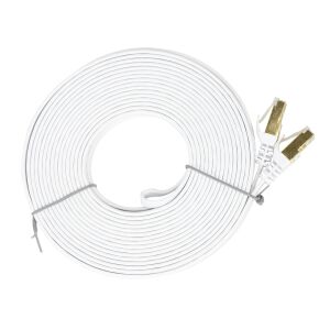 Płaski kabel sieciowy S/STP CAT7 PNI U7100W, 2 x RJ45, 4 pary żył, 32AWG, miedź, 10 Gbps, 600 MHz, 10m, biały 142542753 - Kabel UTP