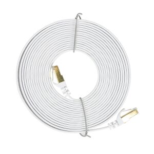 Cablu de retea plat S/STP CAT7 PNI U7050W, 2 x RJ45, 4 perechi de fire, 32AWG, cupru, 10 Gbps, 600 MHz, 5m, alb 142542756 - Cabluri UTP