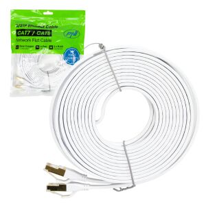 Plochý sieťový kábel S/STP CAT8 PNI U8075W, 2 x RJ45, 4 páry vodičov, 28AWG, medený, 40 Gbps, 2000 MHz, 7,5 m, biely 142542789 - UTP káble
