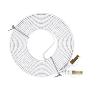 Cablu de retea plat S/STP CAT7 PNI U7075W, 2 x RJ45, 4 perechi de fire, 32AWG, cupru, 10 Gbps, 600 MHz, 7.5m, alb 142542780 - Cabluri UTP