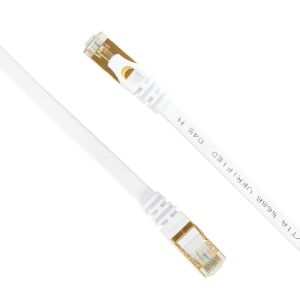 Cablu de retea plat S/STP CAT7 PNI U7200W, 2 x RJ45, 4 perechi de fire, 32AWG, cupru, 10 Gbps, 600 MHz, 20m, alb 142542852 - Cabluri UTP