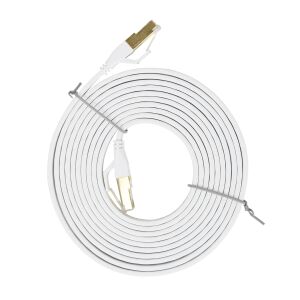 Plochý sieťový kábel S/STP CAT8 PNI U8030W, 2 x RJ45, 4 páry vodičov, 28AWG, medený, 40 Gbps, 2000 MHz, 3m, biely 142542800 - UTP káble