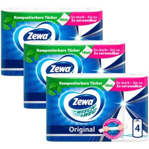 Zewa Wisch & Weg Original Küchenrolle, 3x4 Rollen Pack - Papiertücher