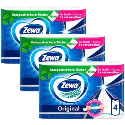 Zewa Wisch & Weg Original Küchenrolle, 3x4 Rollen Pack