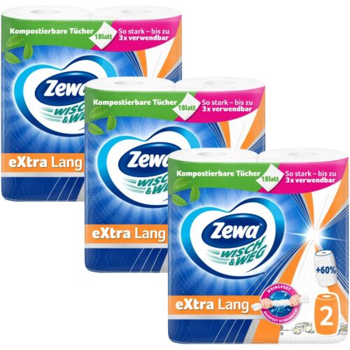 Zewa Wisch & Weg Extra Lang Design Küchenrolle, 3er Pack