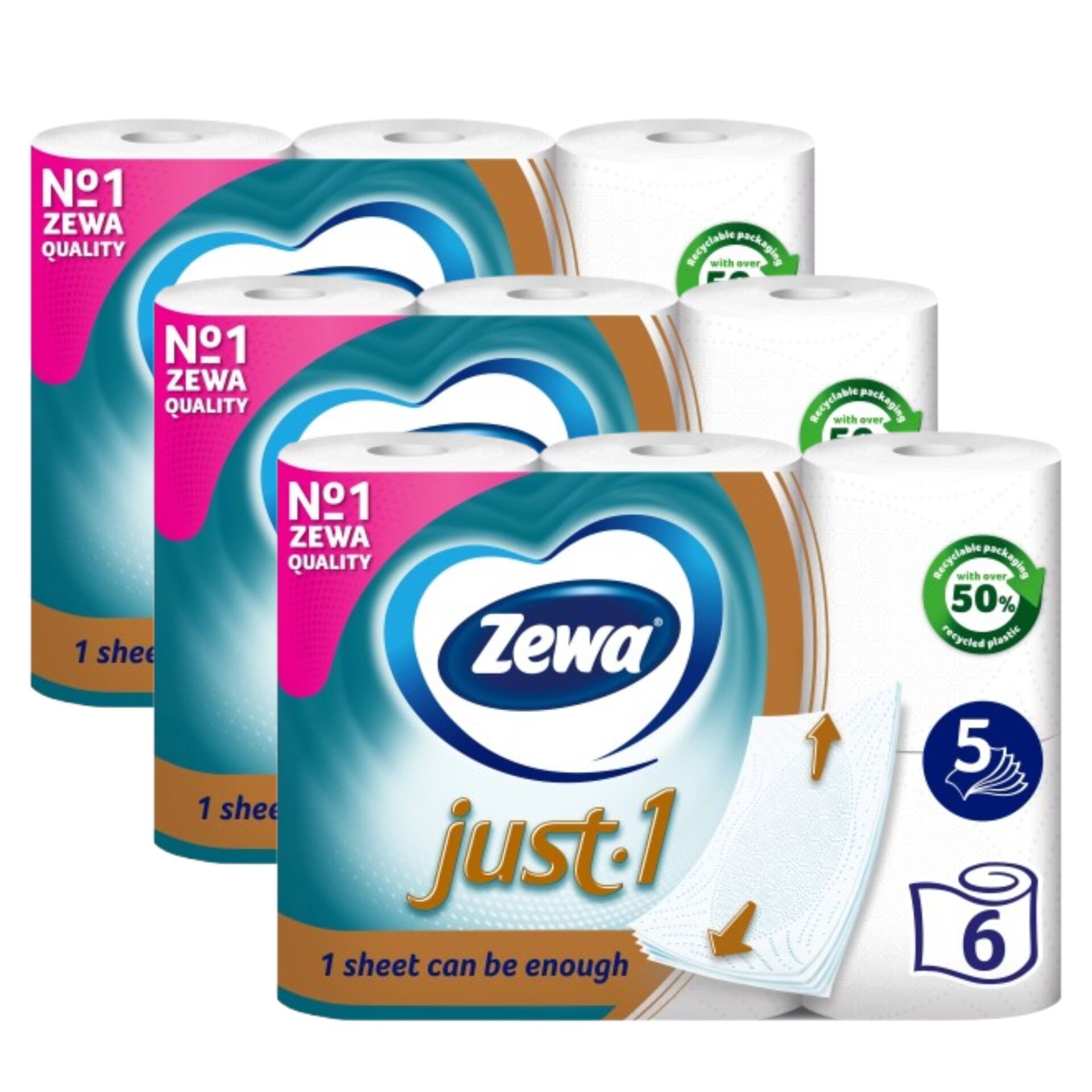 E-shop Zewa Just1 5-vrstvový toaletný papier 3x6 roliek